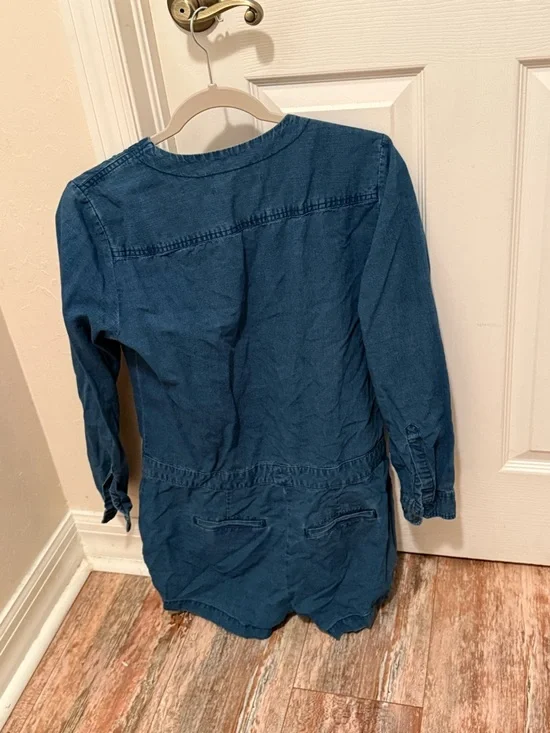 Abercrombie & Fitch Denim Blue Long-Sleeve Romper with Tie Waist - Picture 4 of 9